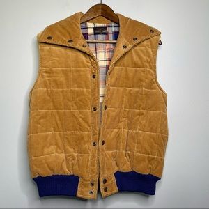 Vintage Corduroy Flannel Lined Puffer Vest Size Medium